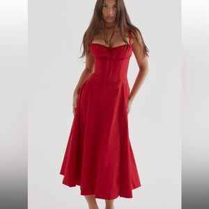 House of cb red carmen dress